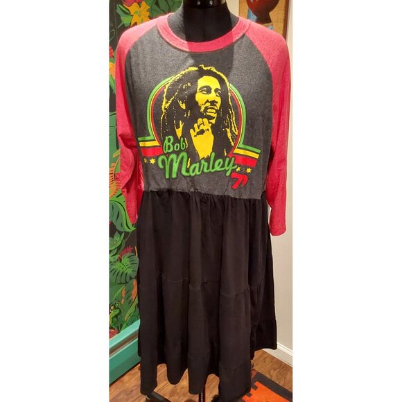 NEW Handmade Bob Marley Midi Dress. 3/4 Raglan Sleeve. Large/ XXL - Picture 1 of 16